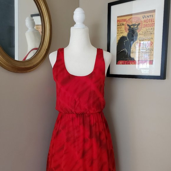 Alice + Olivia Red Dress Cabella Tie Dye Silk Dress Size XS EUC - Picture 5 of 16